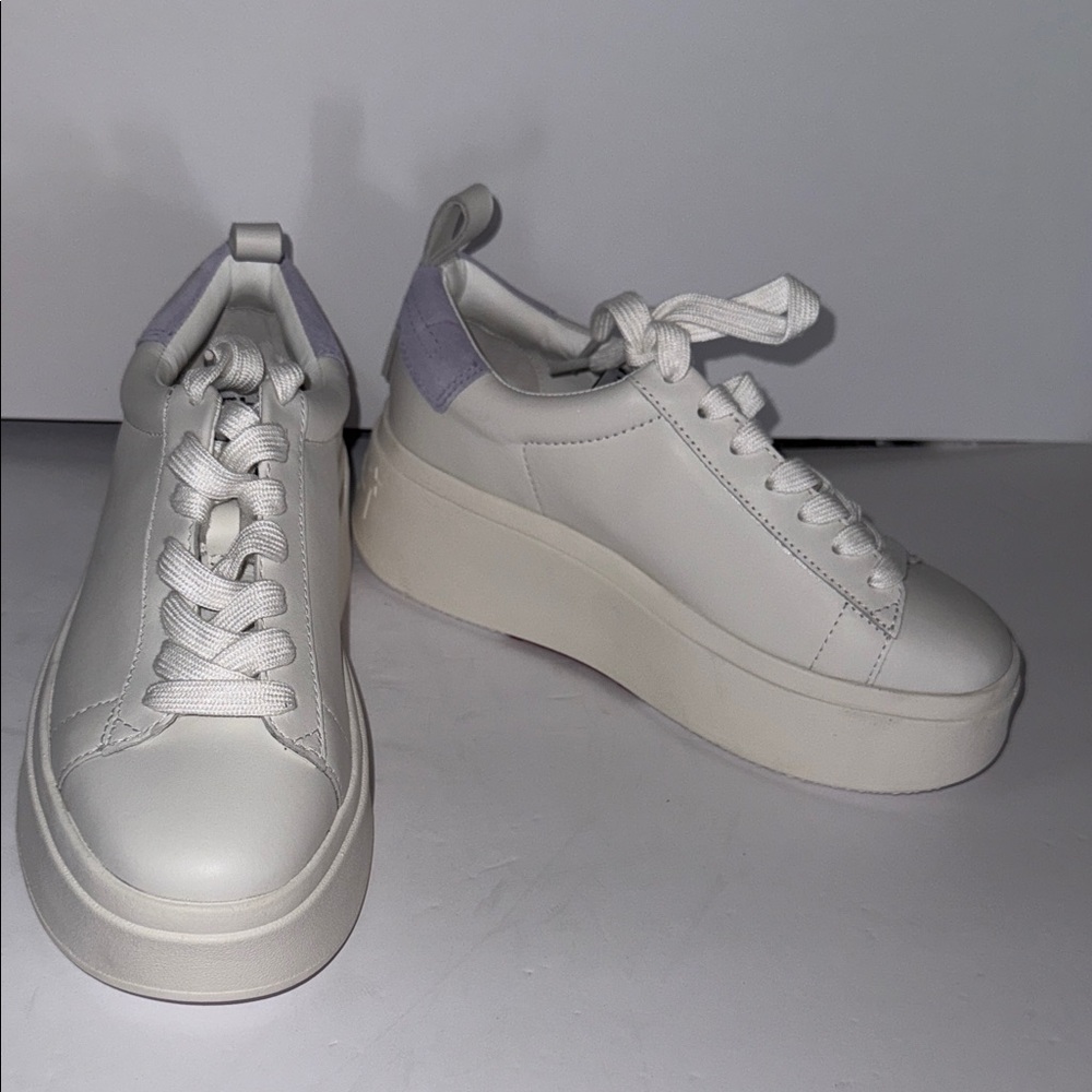 $215 Ash As Move S White Leather and Lavender Platform Sneakers Women’s Size 37